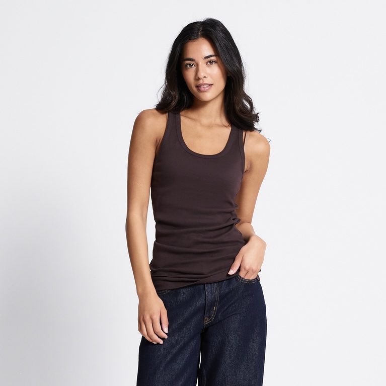 Basic ribbed tank top "Johanna" Brown